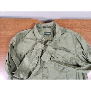 Eddie Bauer Men's Classic Fit 100% Cotton Long Sleeve Shirt Olive Green Size XL
